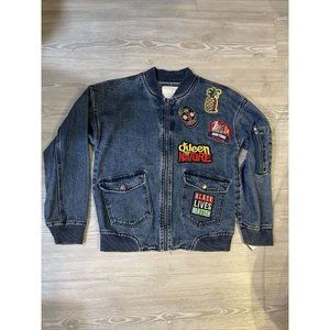 Cotton On 91 Jeans Jean Acid Denim Jacket Women’s Medium Custom NYC Queen BLM